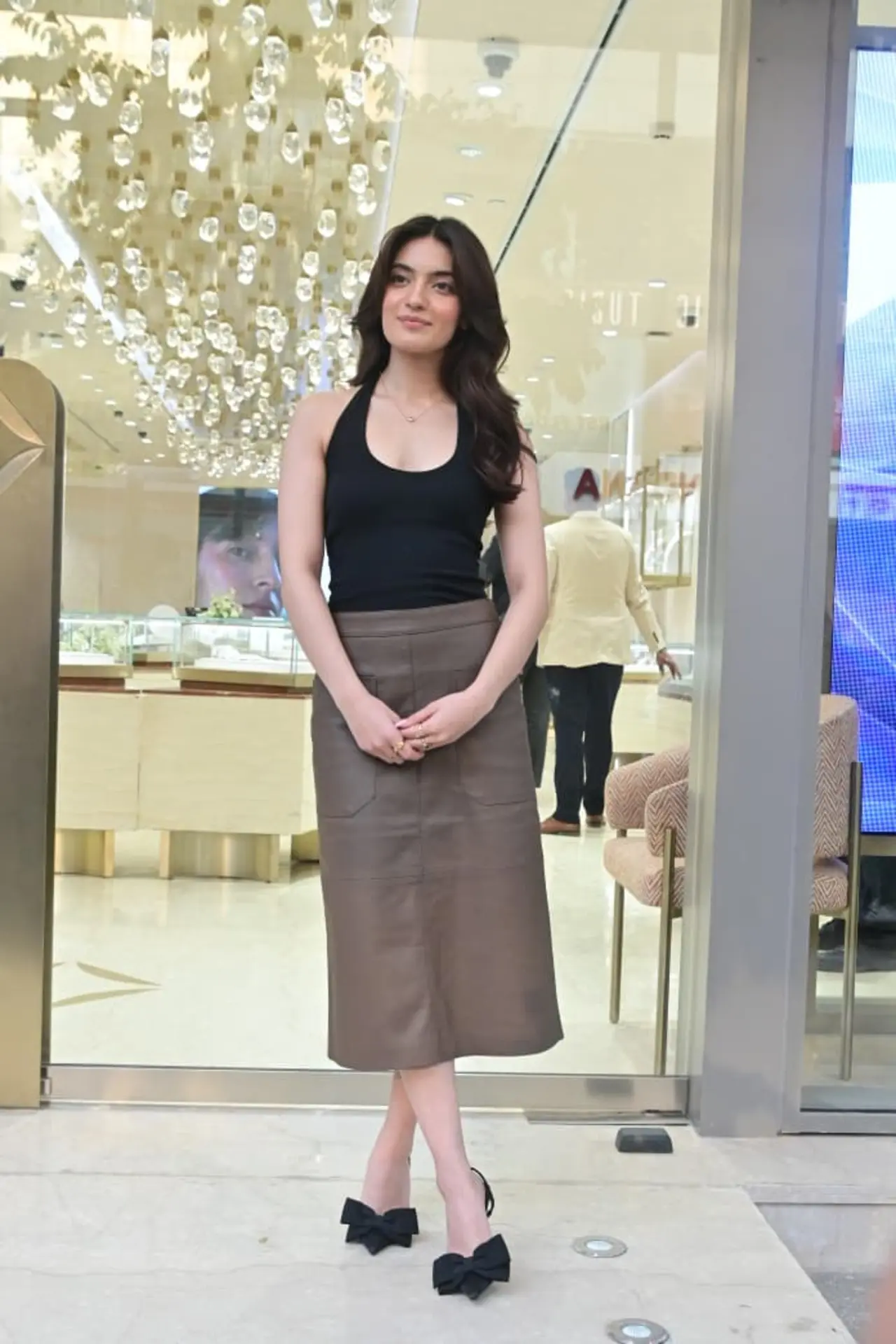 Pratibha Ranta was spotted in the city looking effortlessly chic in a black halter-neck top paired with a greenish skirt.